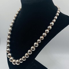 Vintage Taxco Mexico 925 Sterling Silver Graduated Ball Bead Necklace 76g