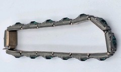 VTG ALLCO AL Lindroth 1920’s Art Deco Green & Clear Rhinestone Link Bracelet 7″