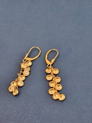 14K Yellow Gold White Stone Dangle Earrings 3.4g
