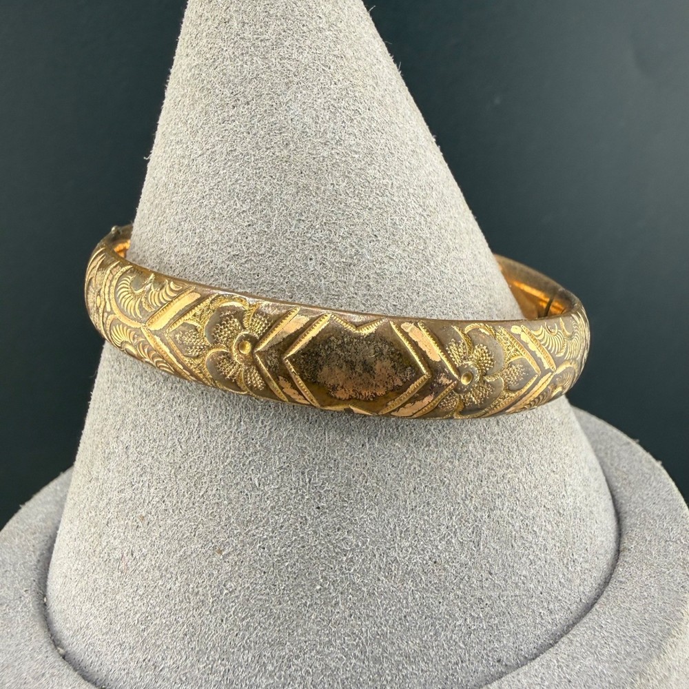 Vintage Victorian Gold Filled Bangle Bracelet Slide 6.5” READ