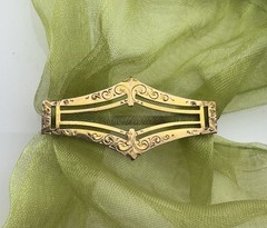Antique Victorian Gold Gilt Brass Buckle Sash Scarf Pin Ornate Etched Gold
