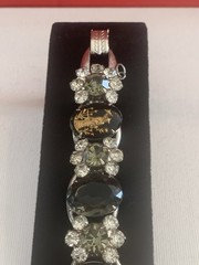 Vtg. D & E Rare Juliana 5 Link 7” Bracelet Silver Tone Black/ Green/ Gold BinM