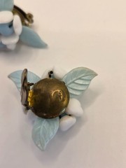 Vintage W. Germany light blue & white bead floral necklace and earrings jewelry