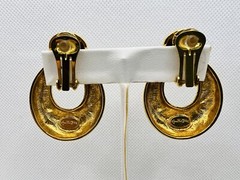 Vintage Jackie Collins Haute Couture Gold Tone Runway Door Knocker Clip Earrings