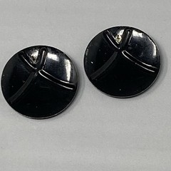 Retro Stud Button Earrings Royal Blue Black Enamel 1980s Pierced Round Vintage