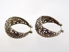 Jezlaine Sterling Silver Pierced Hoop Leverback Earrings 925 Curled Hoops 10.6g