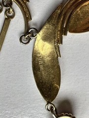 Stunning Vintage Sterling Silver 925/1000 Designer Necklace 19″, Glass cabochons