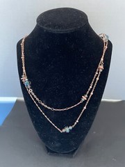 Vintage Rosa Austrian Crystal Necklace Stations Smoky Gold Tone 60″ DJ195