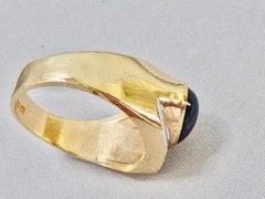 70’S NEW OLD STOCK 10K YELLOW GOLD FILLED SIMULATED BLUE SAPPHIRE RING SIZE 10