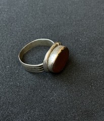 Vintage Silver Tone Carnelian Agate Ring Size 9.5 Boho Statement Unisex