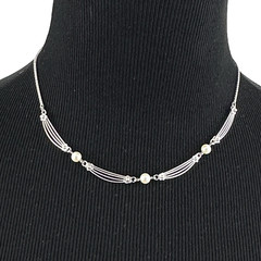 VAN DELL vintage necklace – sterling silver & cultured pearl choker 16″ delicate