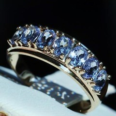 10k yellow gold ring 1.00ct natural tanzanite size 6 band vintage 2.15gr N3511