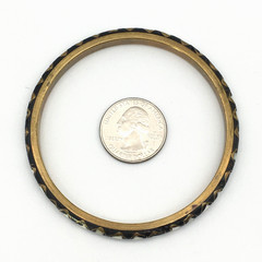 Vintage 60’s Inlaid Bone Mosiac Ebony Brass Bangle Bracelet