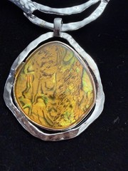 Vintage Abalone Medallion Silver Collar And Earrings