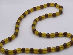 Vintage Glass Bead Necklace Yellow Brown Speckled Yellow Green Red
