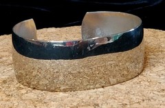Vtg Minimalists Silver Tone Finish Bracelet “Mirror” Cuff Style 1 In Wide Adj.