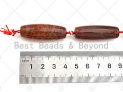 Natural Orange Red Agate Barrel Spacer Beads, Dark Red Agate Spacer Beads, Tibet