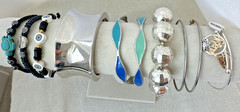 Fun Acrylic Enamel texture Bracelets 1980s 1990s Jewelry Lot boho hippie bangles