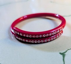 Antique/vintage celluloid rhinestone bracelet lot -5 RED BLACK ORANGE WHITE DECO