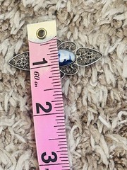 VINTAGE Signed DELFT Blue White PORCELAIN WINDMILL PIN Silver Filigree Frame