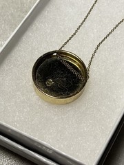 House of Harlow 1960 Starburst Pendant Necklace Gold Tone White Faux Leather 18″