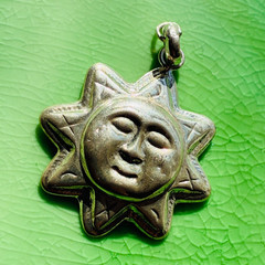 Vintage 925 SILVER PUFFY SUN FACE PENDANT 1.50″ Diameter Celestial Solar