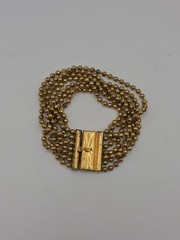 Vintage Art Deco Brass Multistrand BB Ball Bead Chain Bracelet 7″ 1930s Ornate