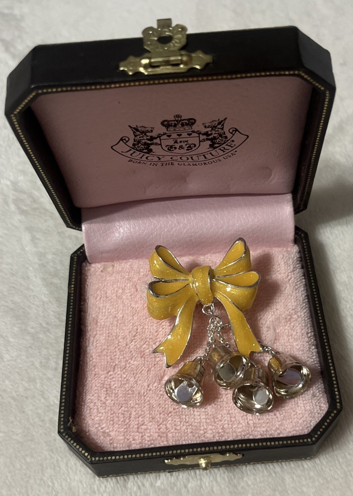Retro/Vintage Juicy Couture Yelow & Gold Bow Bell Brooch! Beautiful New