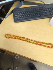 Vtg Multi-Colored Bakelite Cube Ball Necklace with Gold-Plated Clasp Metal Beads