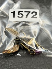 JJ Jonette VTG Gold Tone Fairy Brooch Pin Purple Heart Glitter Wings Mystical
