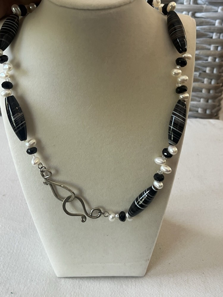 Vintage Suliemani Eyes Agate Beautiful Beaded Necklace Pearl