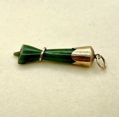 9K Gold Trim & Jade Vintage Mano Figa Hand Good Luck Charm Tiny Etruscan Magic