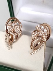 Vintage 1990-s 14 Ct Rolled Gold Zircons Earrings-Hallmarked 585 RG