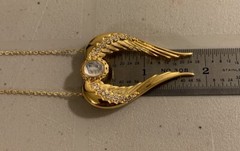 Vintage Sterling Silver Angel Wing Pendant Necklace 20” Gold Over 925