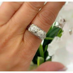 Vintage Style Flower Filigree Ring 2 Ct Lab Created Diamond 14k White Gold Over