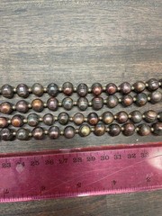Multi-strand chocolate real brown pearl long necklace