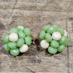 Vintage Trifari & Hong Kong Clip On Earrings Beads Cluster Jewelry Retro