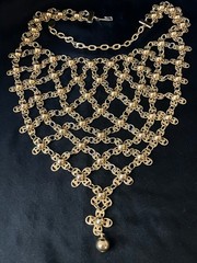 Vintage Flower Bib Necklace Ornate Adjustable Handkerchief Cascade Choker READ
