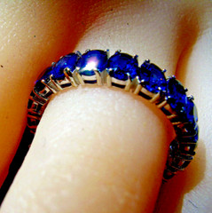 Original EARTH MINED SAPPHIRE Deco Band SOLID 14K GOLD Eternity Anniversary Ring