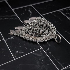 Vintage Pendant Large Ornate Silver Tone – No Chain Included – Dangle Missing