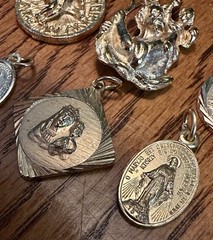 Vintage to Modern Lot of 6 Gold Tone Christianity Angel Mary Pendants Charms