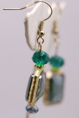 SAACHI Shades Blue & Green Glass Stone Rhinestone 80″ Long Necklace Earring Set