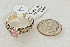 VTG 925 Sterling Silver Marcasite and Pink-CZ Ring, Size 7 NOS 3.1g