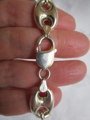 Vintage Sterling Silver Mariner Puffy Link Bracelet Italy 7.75” Long 0.5” Wide