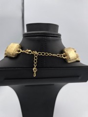Vintage Multi-Strand Gold Tone Box Link Snake Chain Statement Necklace