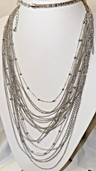 Vintage 30″ Multi Chains with Tiny Silver Balls Necklace Lobster Clasp