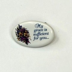 Inspirational Brooch Pin Ceramic My Grace Is Sufficient For You 1.25in Religious