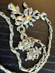 Beautiful Antique Vintage ORA 1930’s Necklace Earrings Emerald Rhinestones
