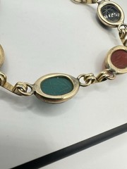 VTG 12k Gold Filled Multi Gemstone Scarab Bracelet 8in 12g Signed Estate Read