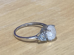 Vintage Sterling Silver Ring Moonstone Aquamarine/Blue Topaz? 925 7.5 AS IS